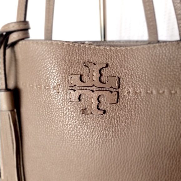 Tory Burch Mcgraw Large Tote In Silver Maple - Picture 2 of 15
